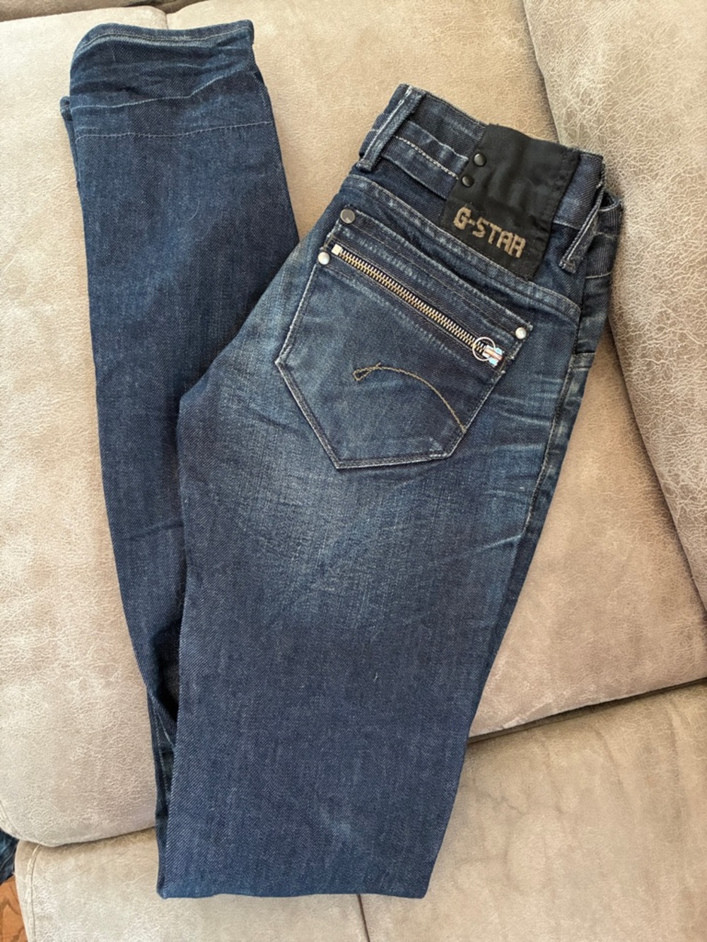 G-Star Raw Dark Indigo Skinny Jeans with Front Zip Pocket Size 25